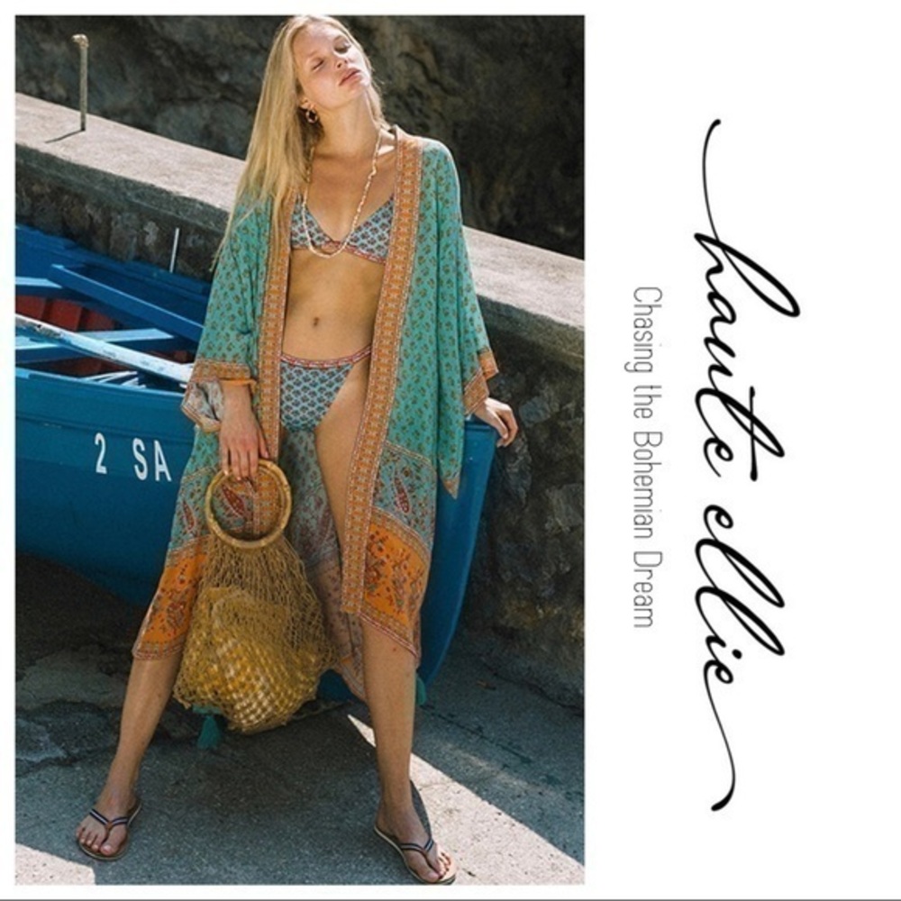 BARBADOS-Beach Boho Kimono Cardigan, NWOT